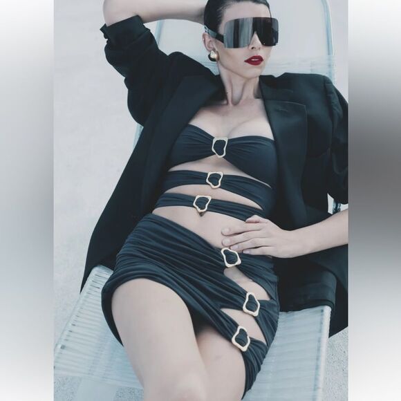 NEW Ronny Kobo x Reina Olga Ronny Skirt Black Size 2 / Medium - Picture 2 of 14